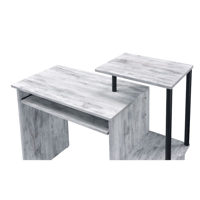 Anmytek Black L Shaped Computer Desk with Keyboard Tray and Storage Modern Home Office Desk for Small Spaces