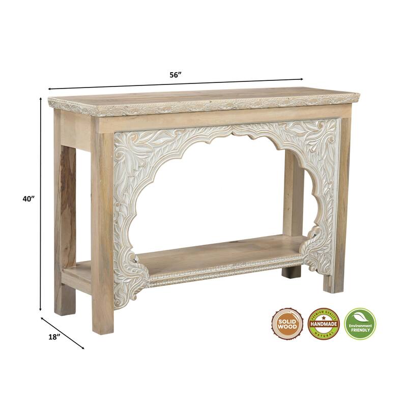 Clara Carved Solid Wood Console Table
