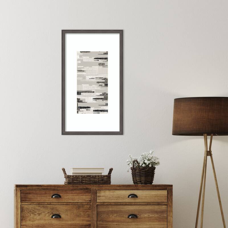 Monochrome Patterns in Rhythmic Motion by Emma Peal Wood Framed Wall Art Print - Florence Pewter