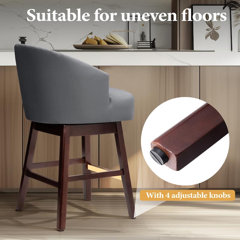 Pellebant 26.4''/31.9"H Height Solid Wood Swivel Indoor Bar Stools