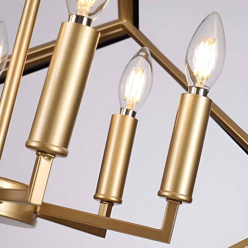 6 Light interlocked Geometric Cube Chandelier Double Touch Finish