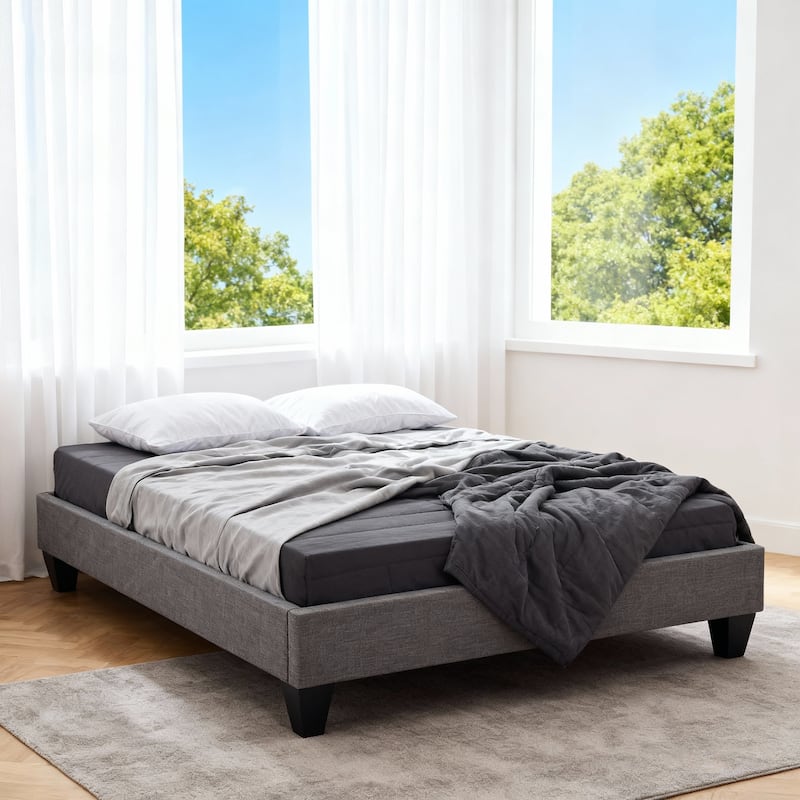 13" Modern Grey Twin Platform Bed Frame, No Headboard Design