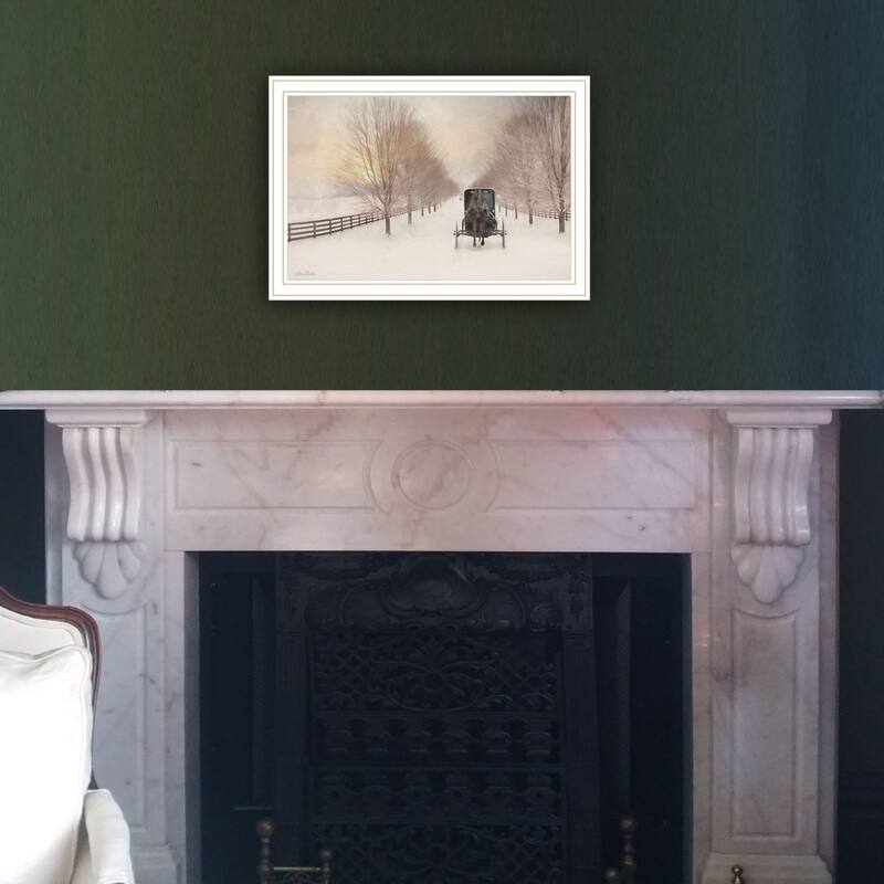 Framed Wall Art - Snowy Amish Lane, White Frame