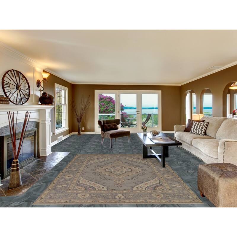 Gray Medallion Tabriz Persian Area Rug Handmade Wool Carpet - 6'5"x 9'0"