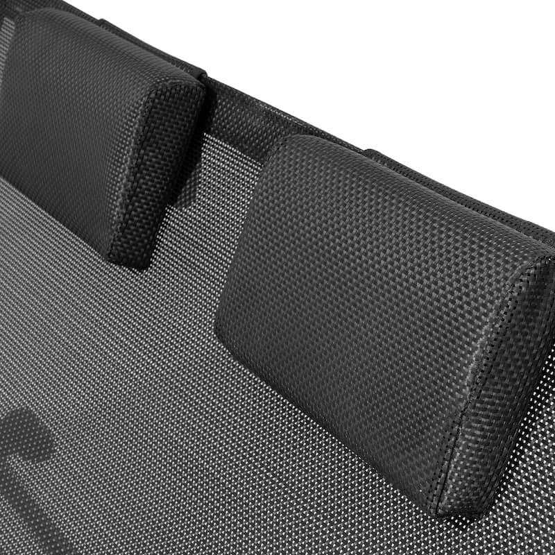 Outdoor Double Sun Bed Chaise Lounge Chair Rocking Bed with Sun Shade & Wheels - 54.5" W x 67.3" D x 65.7" H