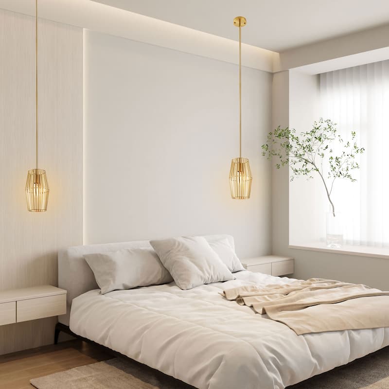 1/4- Light Dimmable Geometric Pendant with Metal Shade
