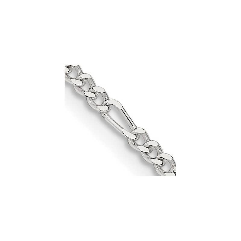 Curata 925 Sterling Silver 2.25mm Figaro Chain Necklace (Lobster)