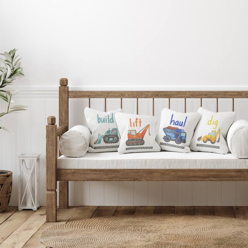 Stupell Educational Mixed Construction Vehicles Printed Throw Pillow by