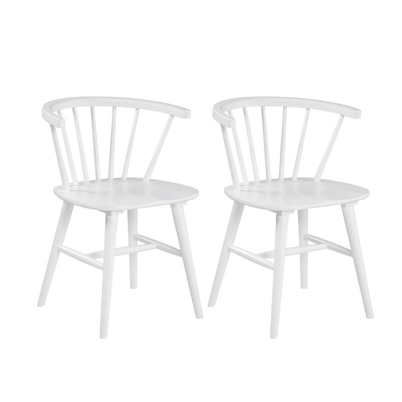 Wooden Spindle Back Dining Chairs, Banquets Windsor Chairs Set of 2,  Kitchen Living Room Retro White Accent Office Chair
