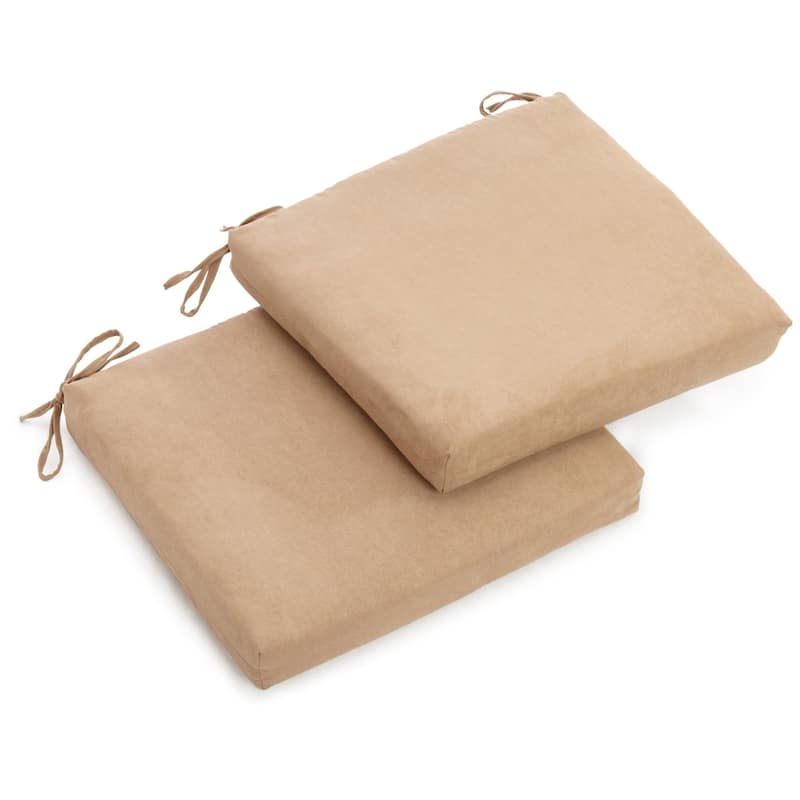 20-inch by 19-inch Microsuede Chair Cushion with Ties (Set of 1, 2, or 4) - Set of 2 - Saddle Brown