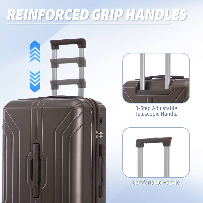 3 PCS in ABS Spinner Wheel Carry on Suitcase Luggage, TSA Combination Lock