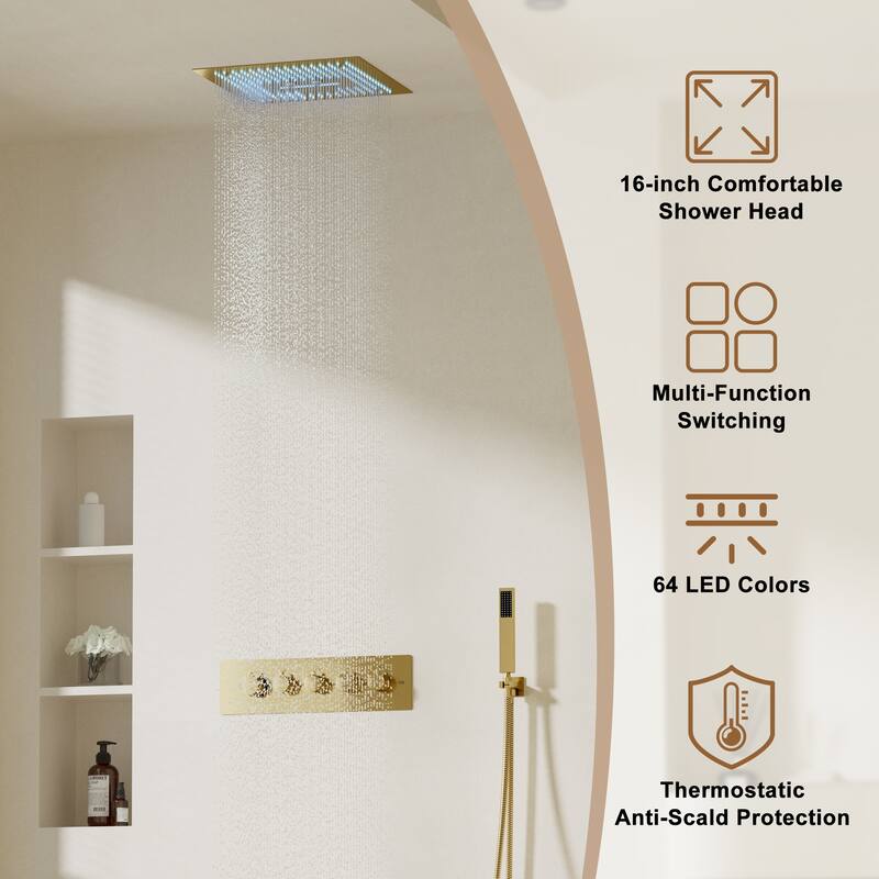4 Functions Shower System with Multi-Function Remote Control 64 Color Lights