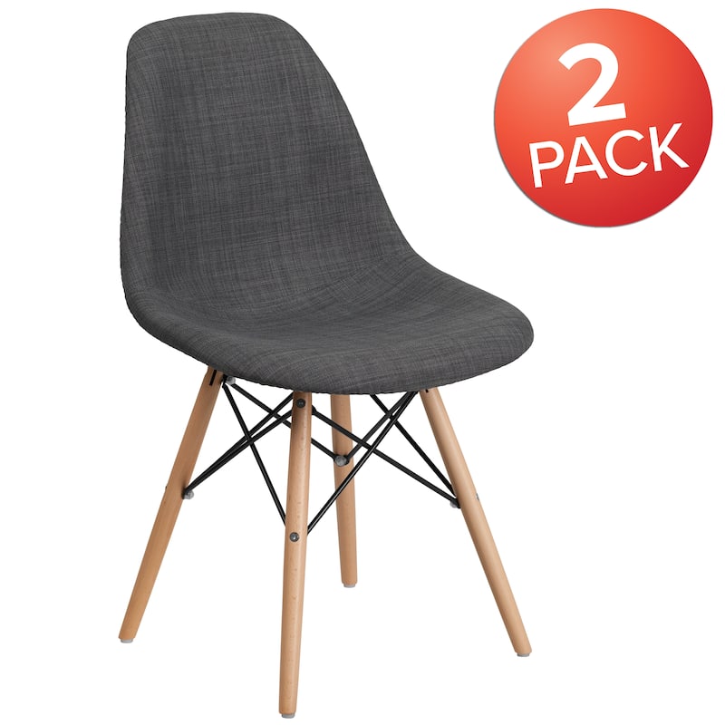 2 Pack Elon Series Fabric Chair with Wooden Legs