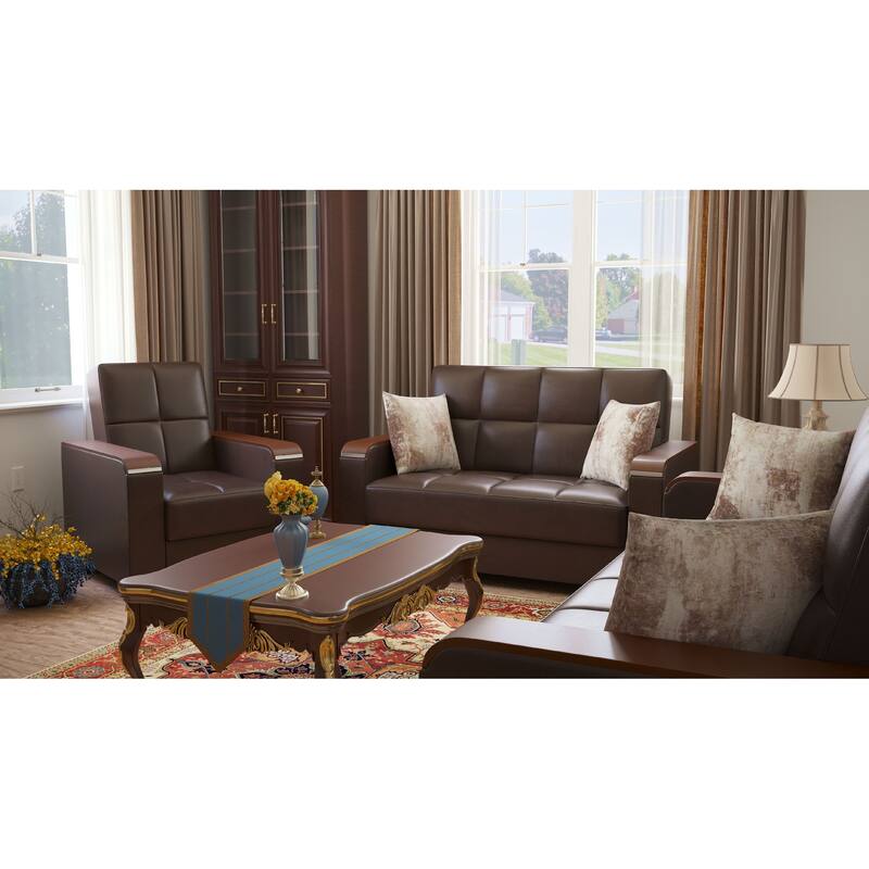 Collection Upholstered Convertible Loveseat With Storage