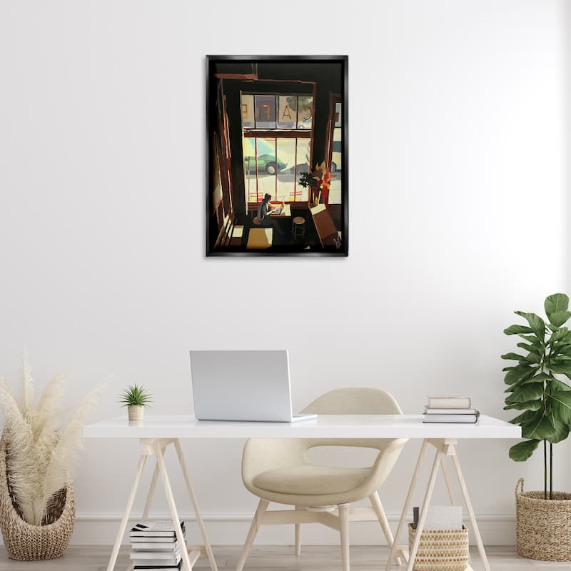 Stupell Tranquil Cafe Environment Framed Floater Canvas Wall Art Design By Keith Thomson