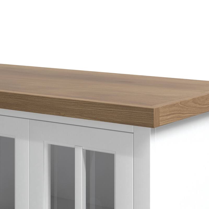 Bridgevine Home Modern Farmhouse 97 inch Fireplace TV Console for TVs up to 100 inches, Two-Tone Finish