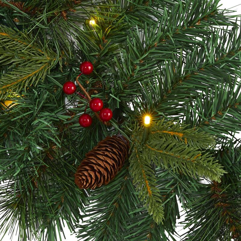 Artificial Christmas Garland 6ft Pine Lights Berries Pinecones Holiday Decor - 72