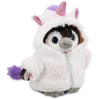DolliBu Grey Penguin Unicorn Plush Stuffed Animal Toy with Outfit - 9 inches