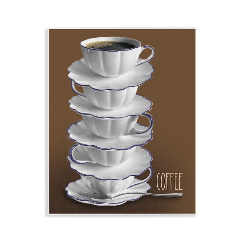 Stupell Stacked Teacups with Coffee Wall Plaque Art Design By Matthew Piotrowicz - 11 x 14
