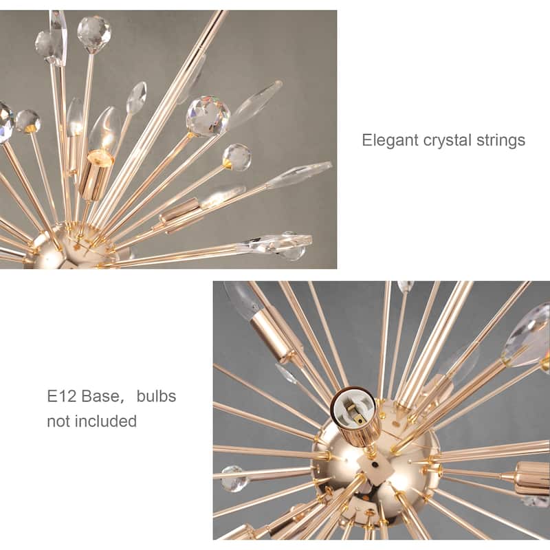 Modern Glam Crystal and Metal Sputnik Chandelier