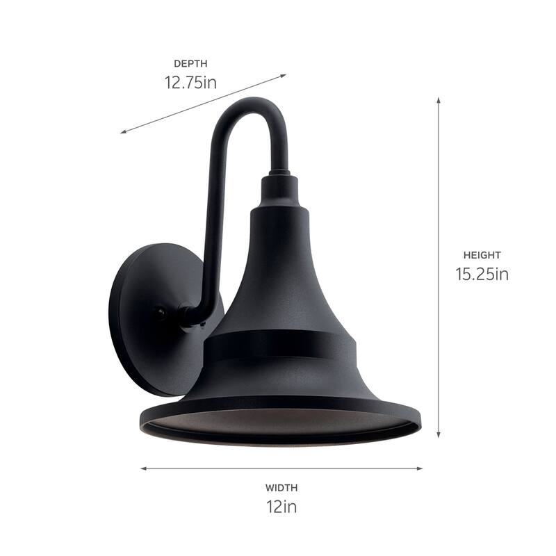 Kichler Hampshire 15.25 inch 1 Light Medium Outdoor Wall Light in Textured Black