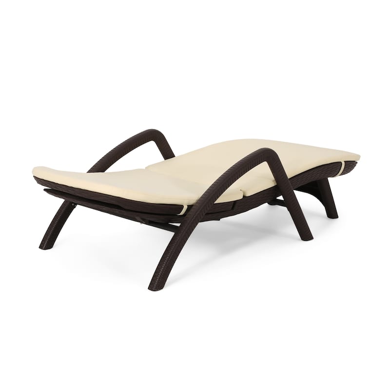 Outdoor Chaise Lounge Chair with Cushion, Adjustable Backrest Recliner Sun Lounger