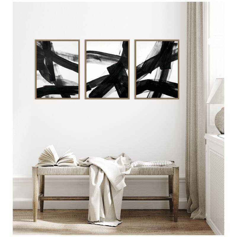 Kate and Laurel Black Mark No. 1, No. 2, & No. 3 3 Piece Framed Canvas Wall Art Set by Amy Lighthall