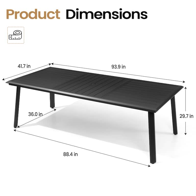VredHom Outdoor Aluminum Dining Table with Umbrella Hole