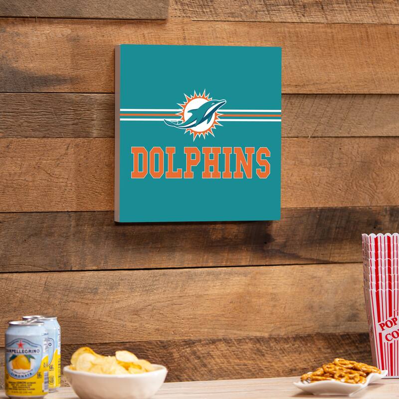 Miami Dolphins Wooden Door Decor Wall Sign - Multi-Color - 12 x 12