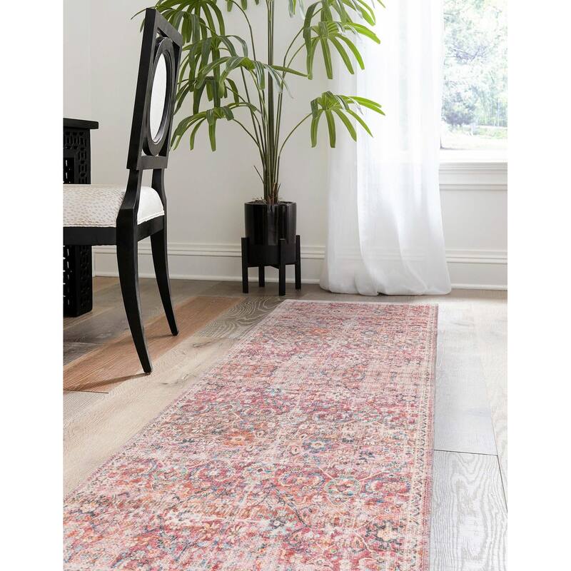 Country & Floral Pria Collection Area Rug - 2'x7'10" - Ivory-Pink