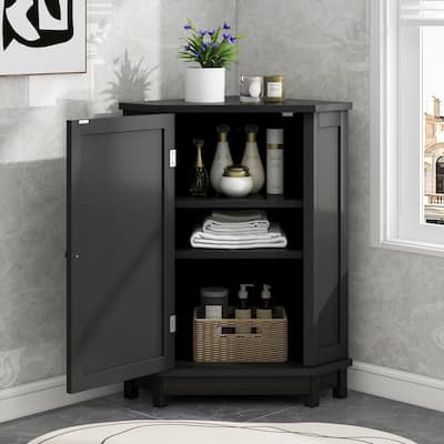 Bathroom Cabinet Triangle Corner Storage Cabinet Floor Cabinet with Adjustable Shelf Washing Cabinet Dressing Cabinet