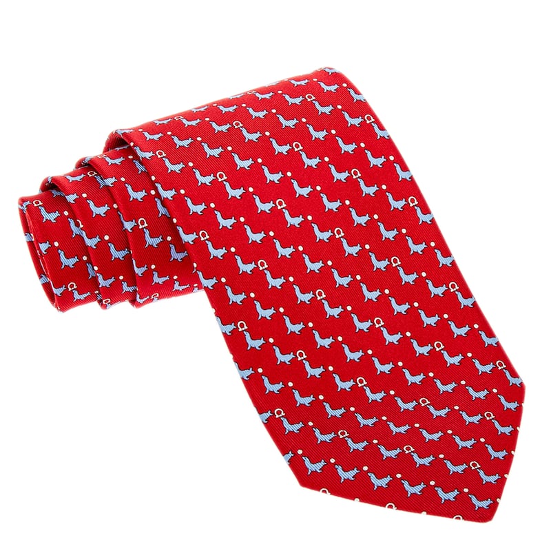 Ferragamo Seal Print Silk Tie - Red