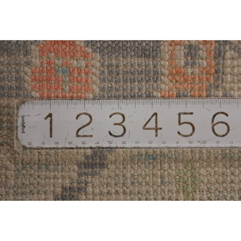 Hand Knotted Oriental 100% Wool Carpet Transitional Geometric Navy Blue & Blues Oushak Runner Rug - 9' 6'' X 2' 11''