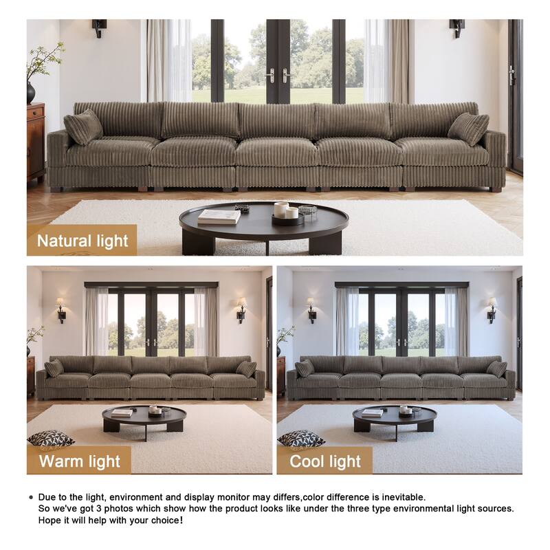 5-Piece Oversized Cotton Flannel Modular Sectional Sofa for Living Room