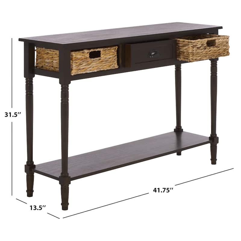 SAFAVIEH Evalena Distressed Black Console Storage Table - 44.5" x 13.4" x 31.5" - 45"W x 13"D x 32"H