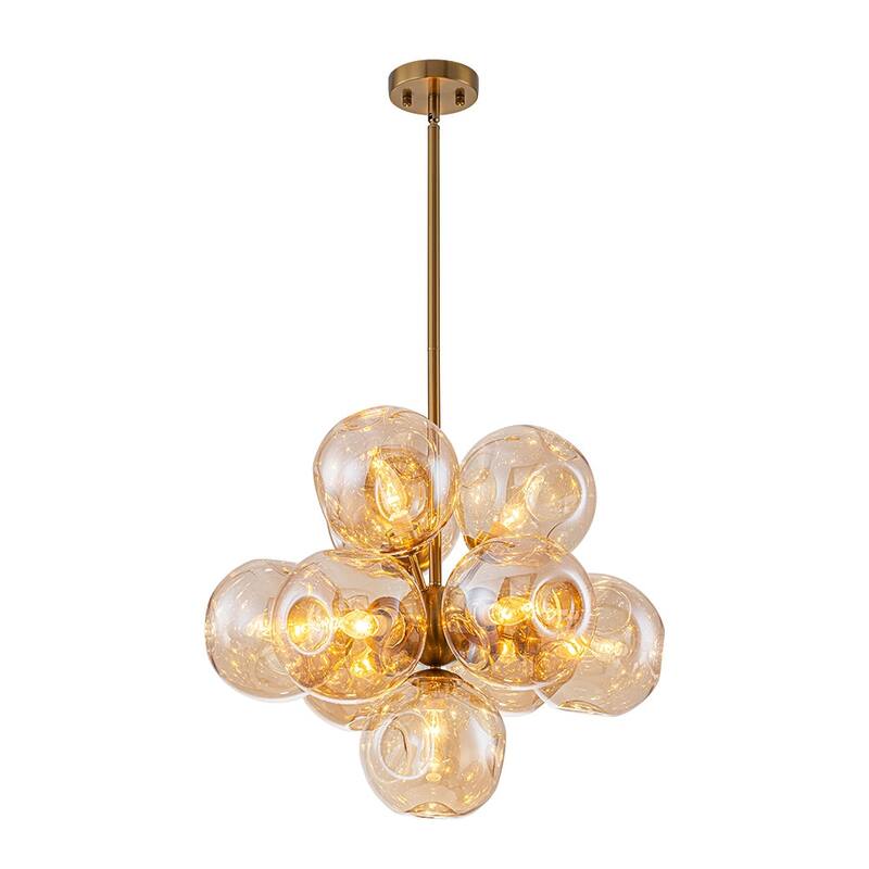 Designer Cluster Amber Glass Globe Round Sputnik Chandelier 22 inches