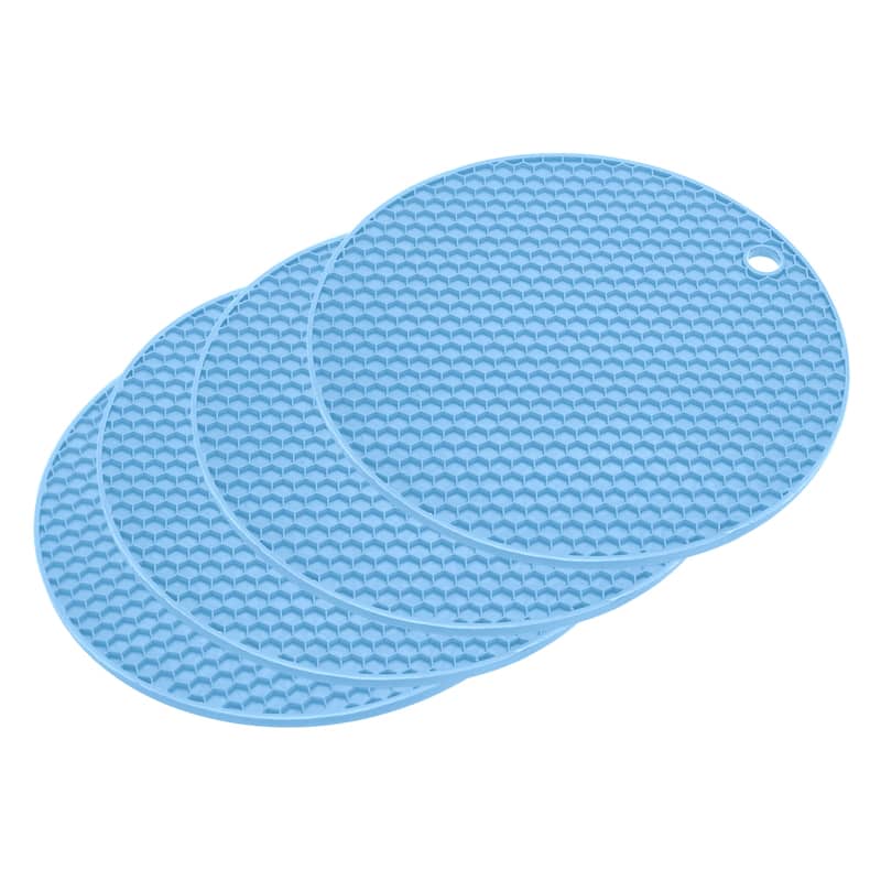 4pcs Silicone Trivet Mat Heat Resistant Pot Holders Hot Pads-Sky Blue - Sky Blue