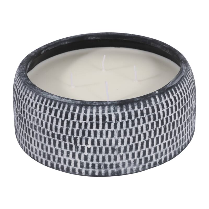 Decorative Textured Ceramic Neroli and Basil Scented Candle