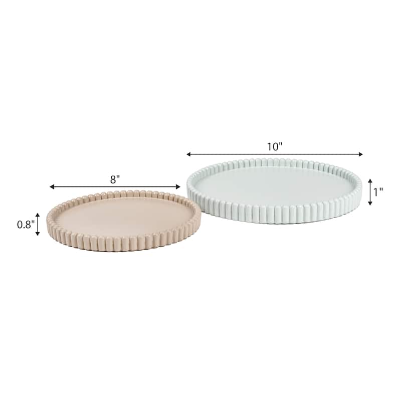 Opulence Modern Minimalist Concrete Fluted Edge Decorative Jewelry Trays (Set of 2)