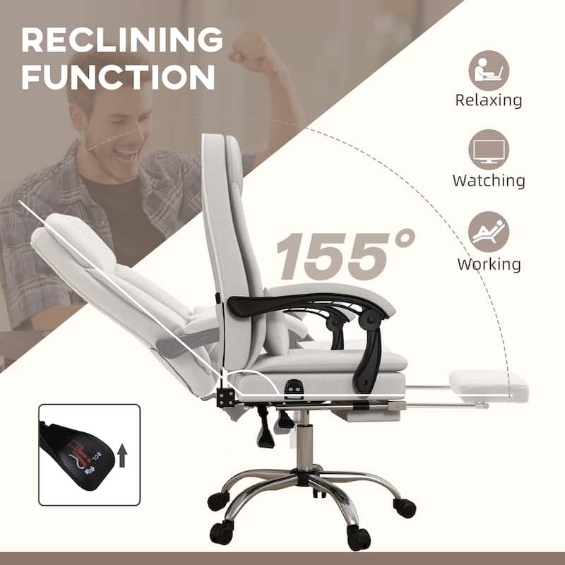 Vinsetto Microfibre Vibration Massage Office Chair, Heated Reclining Computer Chair with Footrest