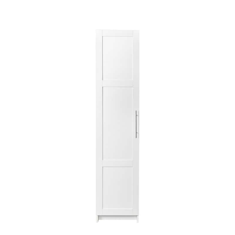Roomfitters Stackable Wall Mounted Storage Cabinet, Modern Tall Organizer with Adjustable Shelves for Home Office, White