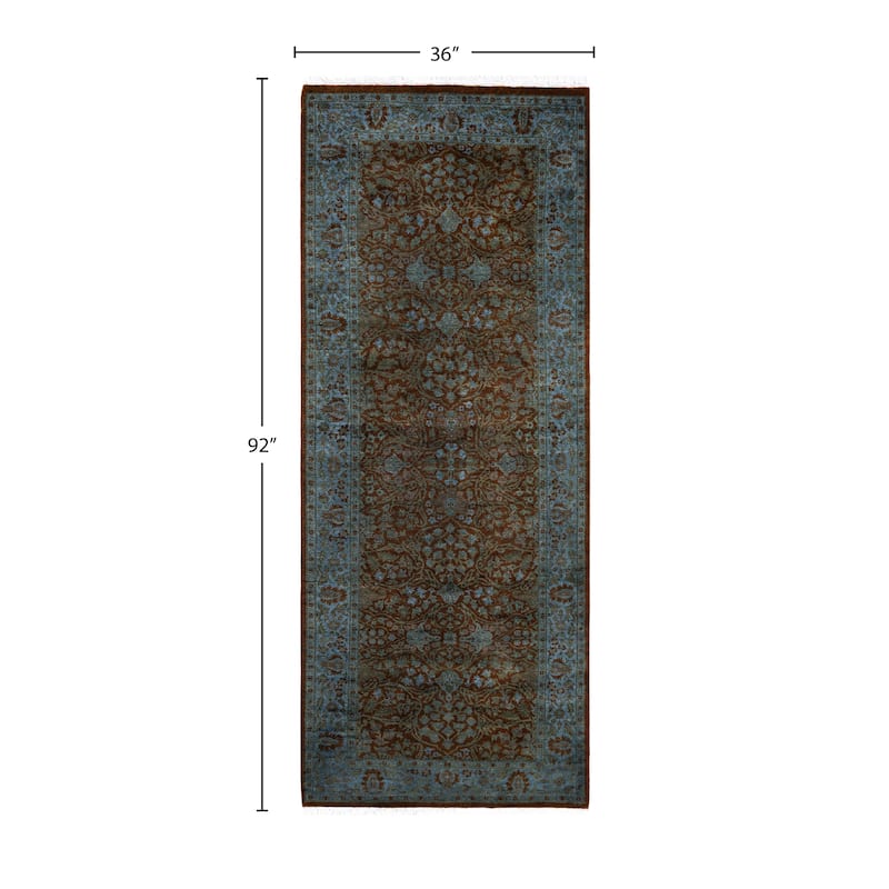 Overdyed One-of-a-Kind Hand-Knotted Runner Rug - Blue - 3' 0" x 7' 8"