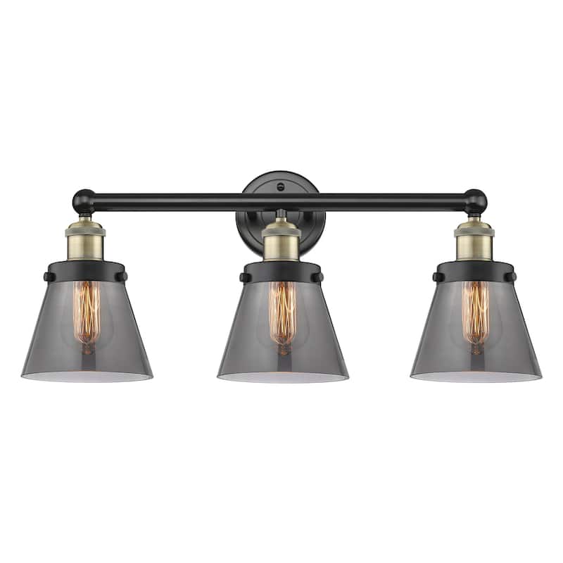 Innovations Lighting 616-3W-10-25 Cone Vanity Cone 3 Light 25" Wide - Black Antique Brass / Plated Smoke
