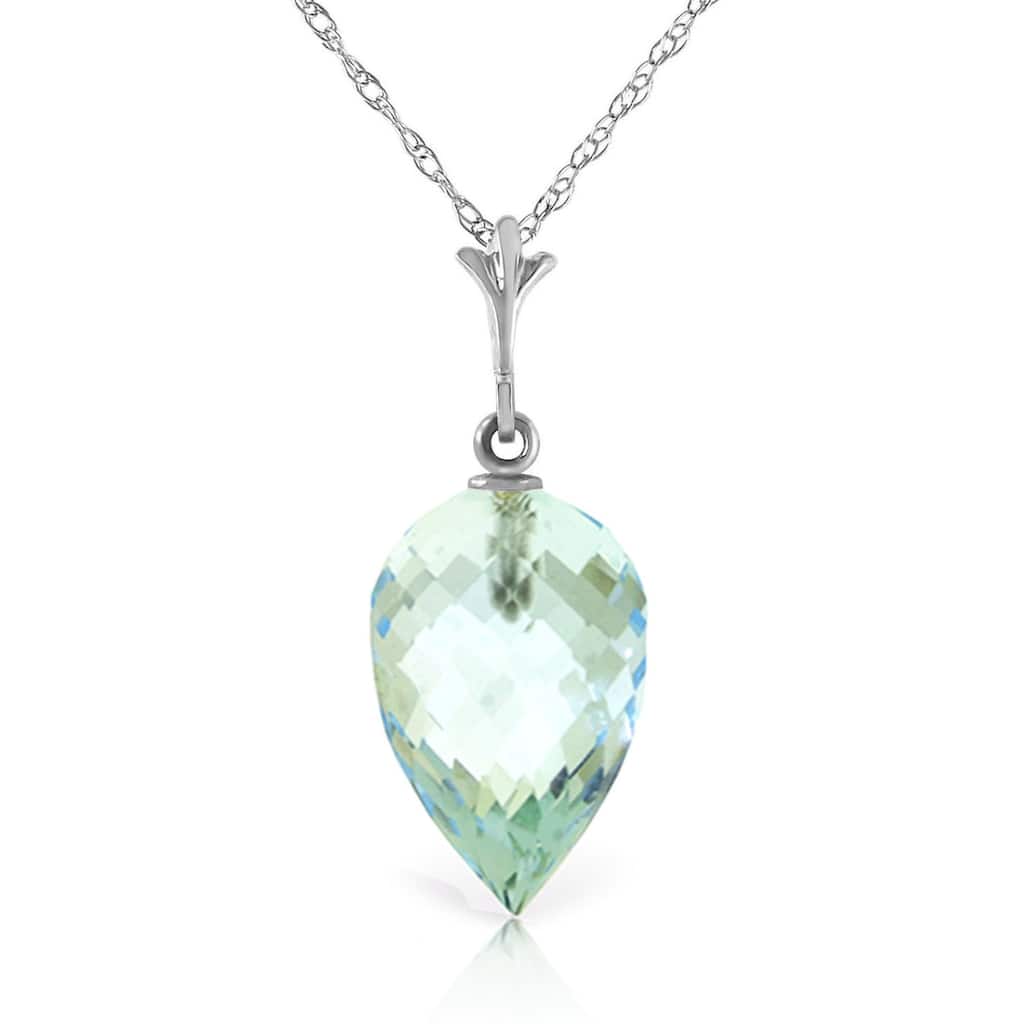11.25 Carat 14K Solid Gold Necklace Pointy Briolette Drop Blue Topaz