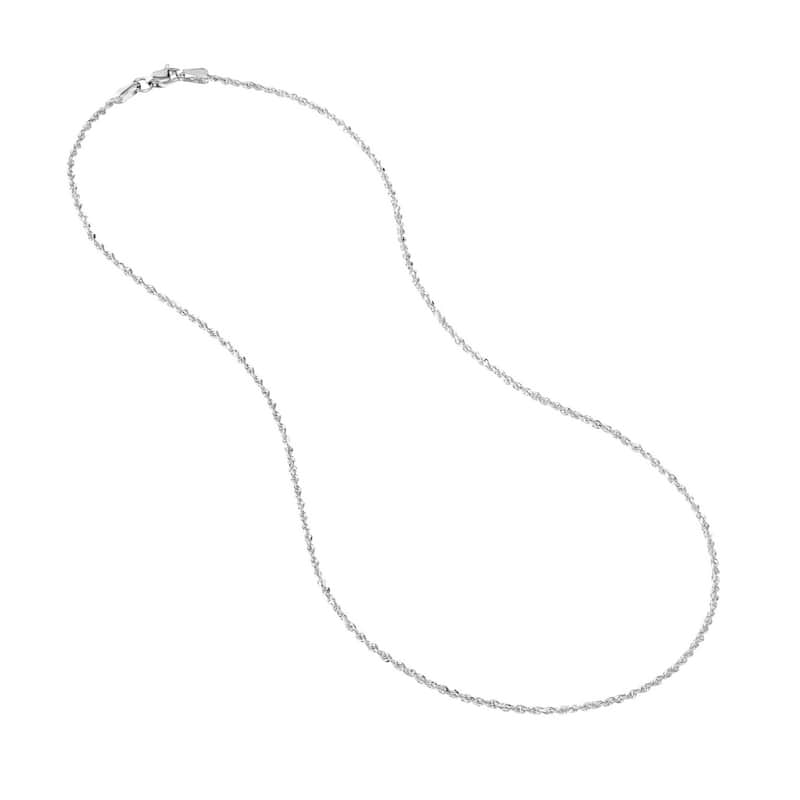 Curata 10k White Gold 1.56mm Diamond Cut Rope Chain Necklace (Lobster)
