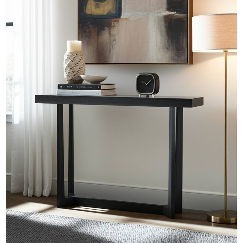Mango Wood Stone Console Table Sleek Modern Design - 31" Black - 42" x 12" x 31"