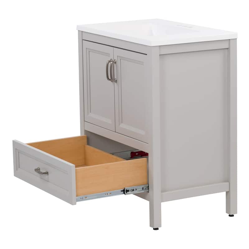 Spring Mill Cabinets Destan 30.5" Bathroom Vanity With 2-Door Cabinet, 1 Drawer, and White Sink Top