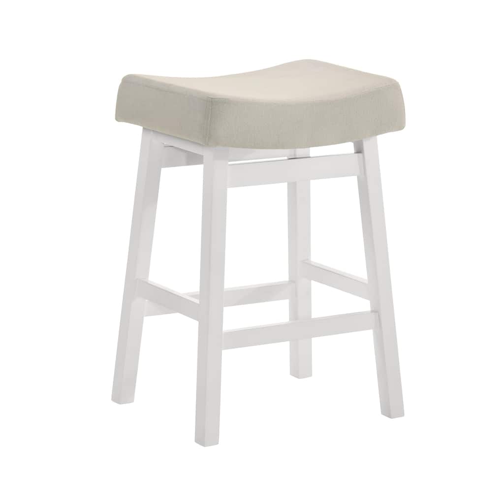 Lenon Modern Farmhouse Wood Bar Stool,, Counter Height Kitchen Stool with Fabric Upholstered Seat
