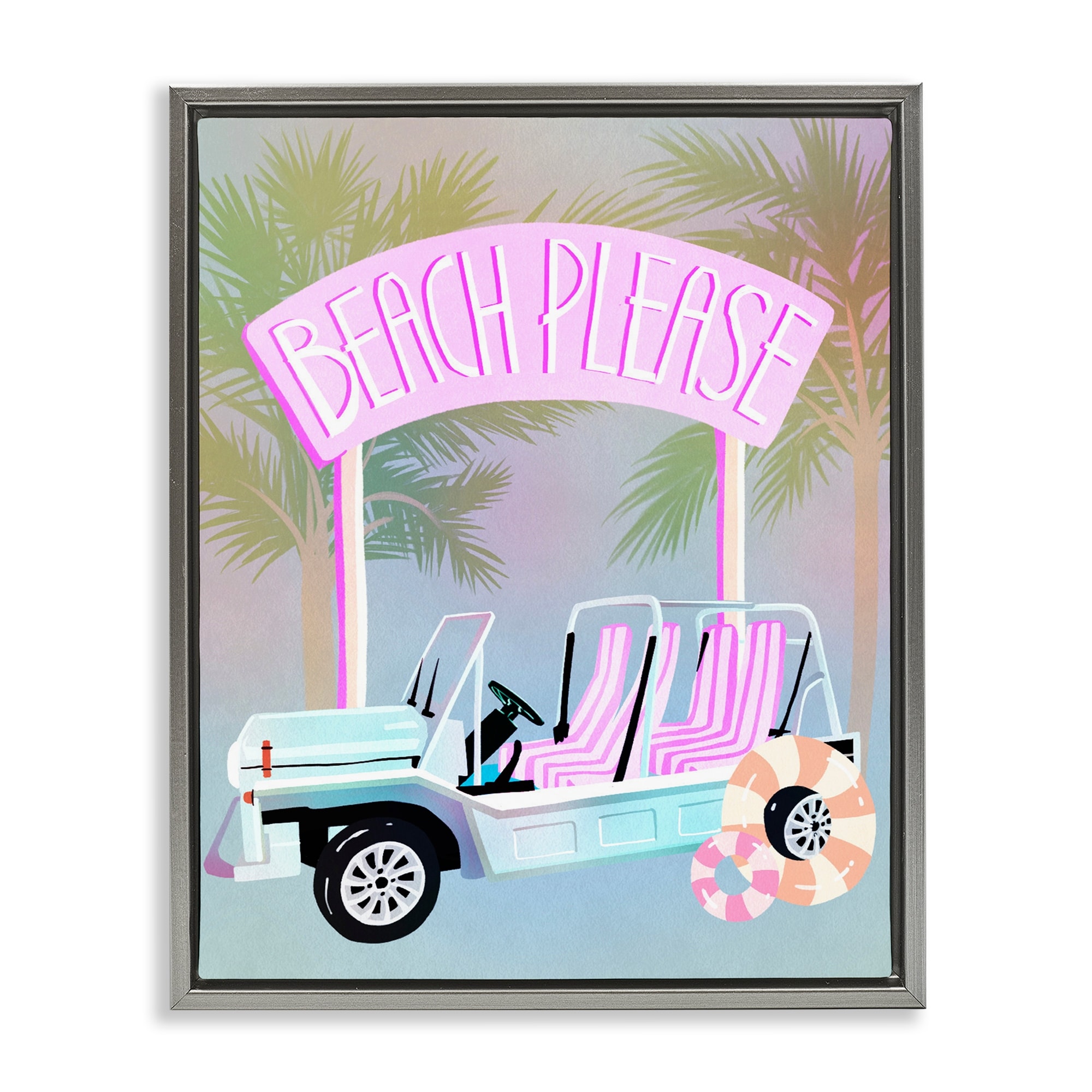 Stupell Beach Please Summer Car Framed Floater Canvas Wall Art Design By Ziwei Li