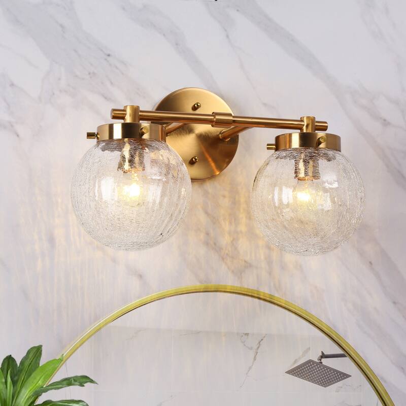 Bola Modern Gold 4-Light Bathroom Vanity Light Orb Glass Wall Sconces - 13.8"/2-Light